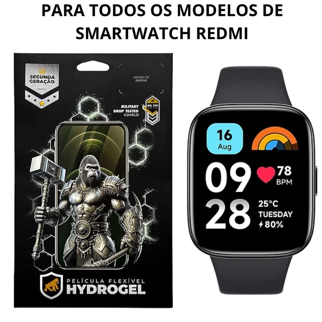 KIT 3 ou 6 Película Hidrogel Premium HD ou Fosca Smartwatch Redmi Watch 5,4,3,2 Smart Band Pro Lite Active Todos Modelos