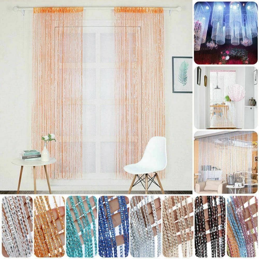 Cortina De Cordas Com Contas Brilhantes Para Porta/Janela/Tela De Mosca/Multicolorido