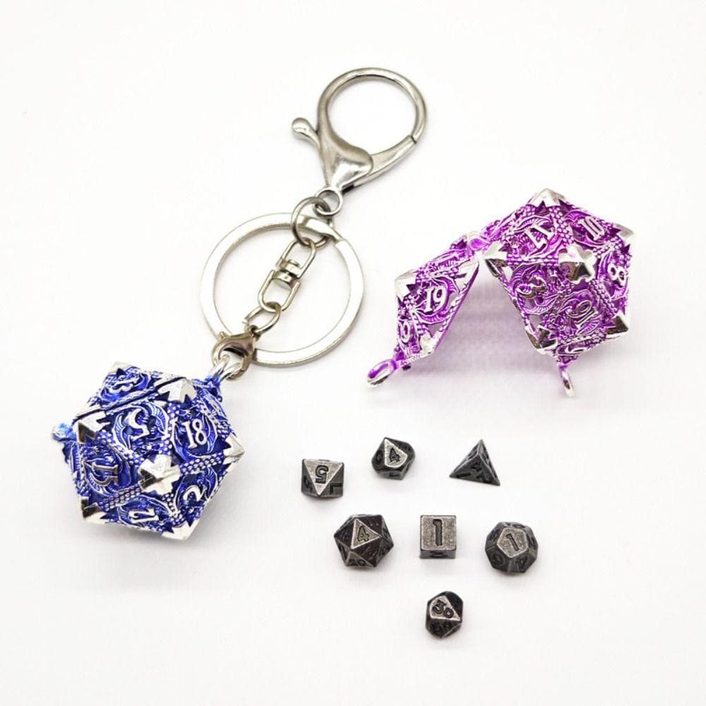 1 Conjunto De Chaveiro De Dados De Metal Oco , DND De 20 Lados , TRPG