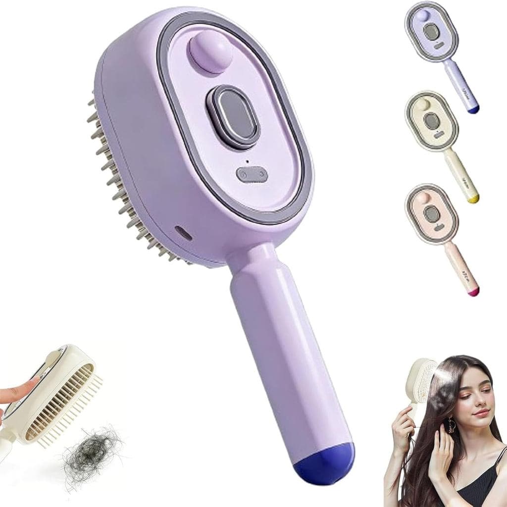 Escova a vapor elétrica, alisador de cabelo a vapor recarregável, escova a vapor desembaraçadora adequada para cabelos c