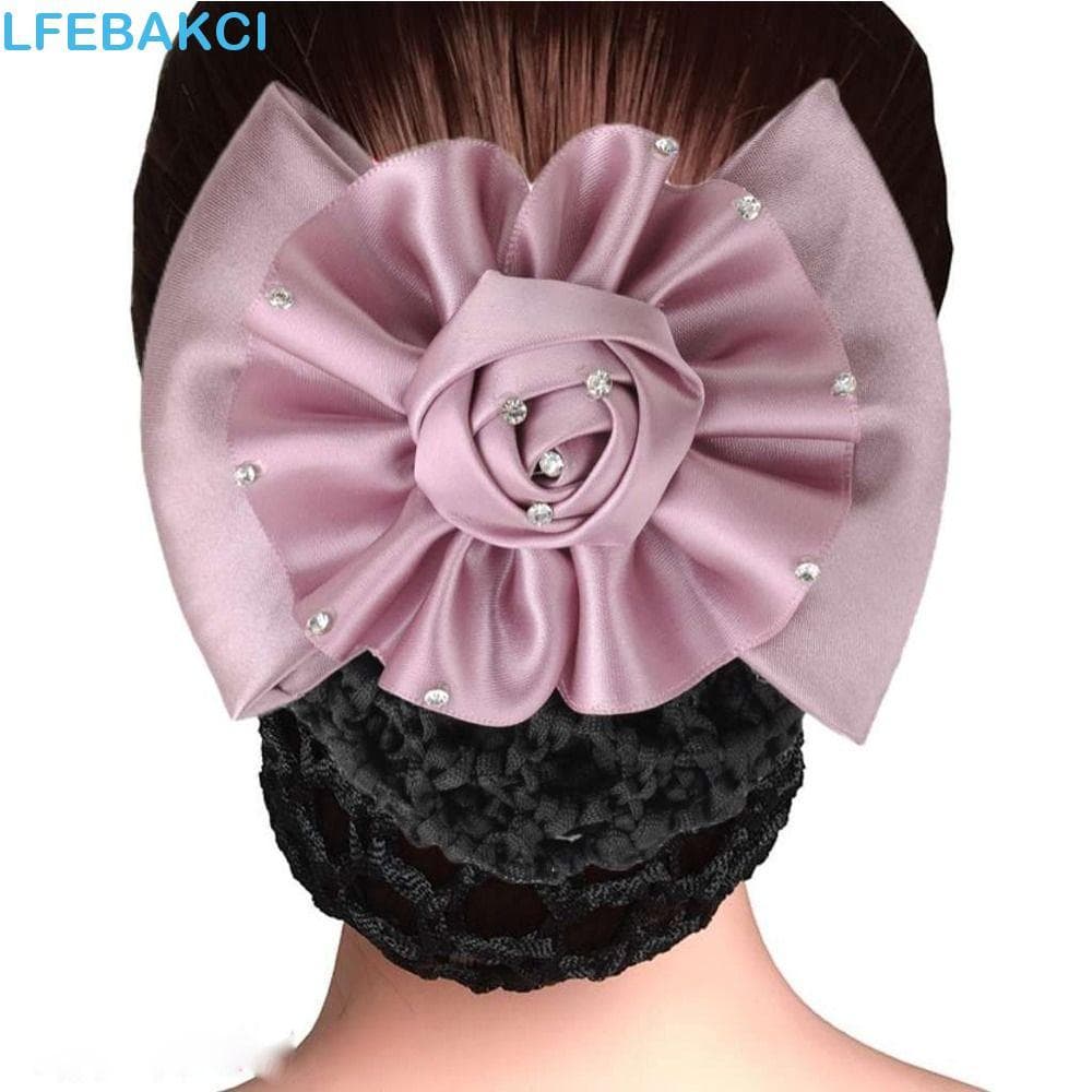Mulheres Rede De Cabelo Pano Elástico Elegante Headwear Adorável Cocar Linda Flor Suporte De Rabo De Cavalo