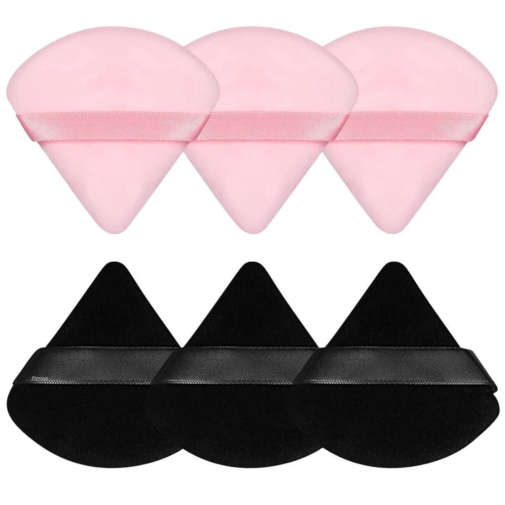 Conjunto de 6 esponjas para pó Pimoys, esponja de maquiagem facial com malha macia, esponja triangular para pó