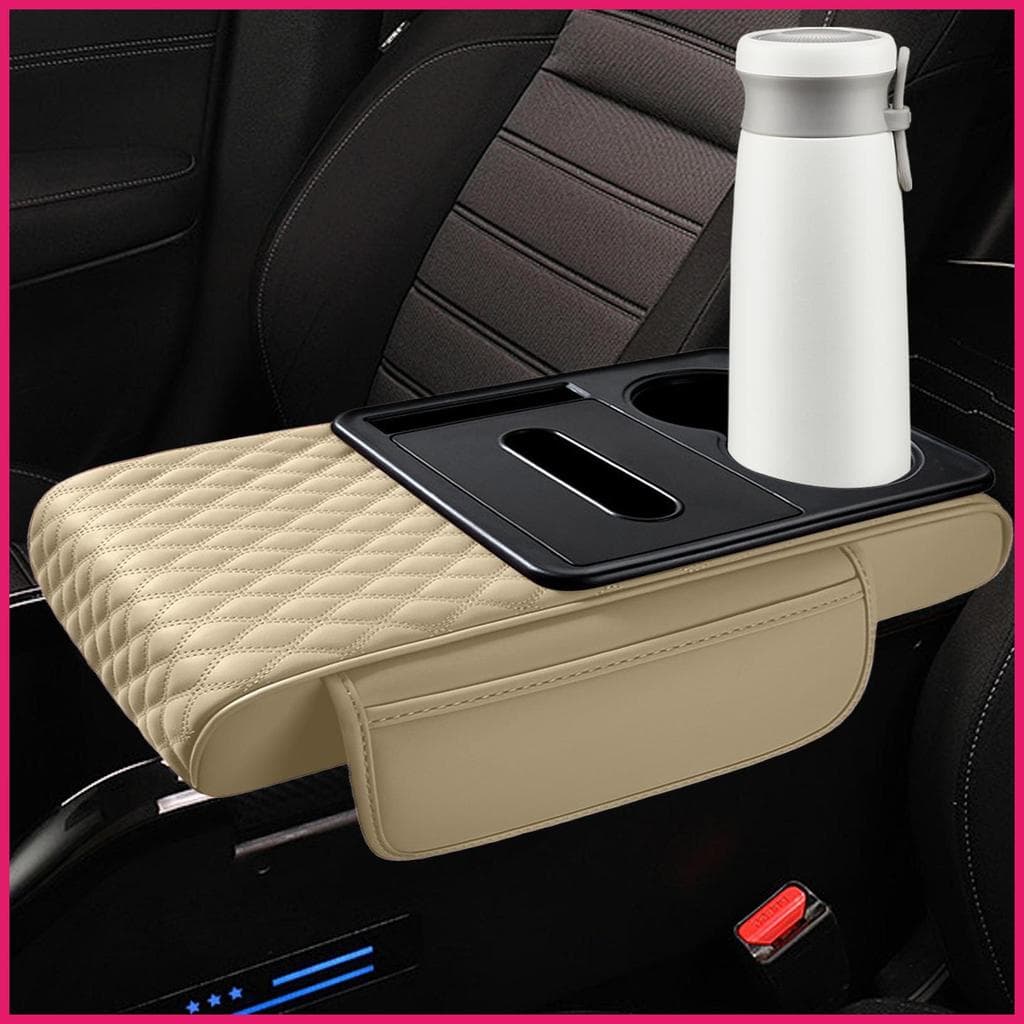 Capa De Apoio De Braço Do Carro Com Suporte De Copo Acessórios Organizador De Console Automático 5-Em-1 Saco De Armazena