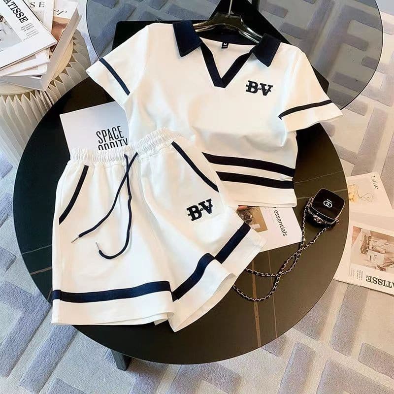 Verão novo estilo terno esportivo feminino 2024 novo estilo moda versão coreana solta redução de idade High-End Shorts c