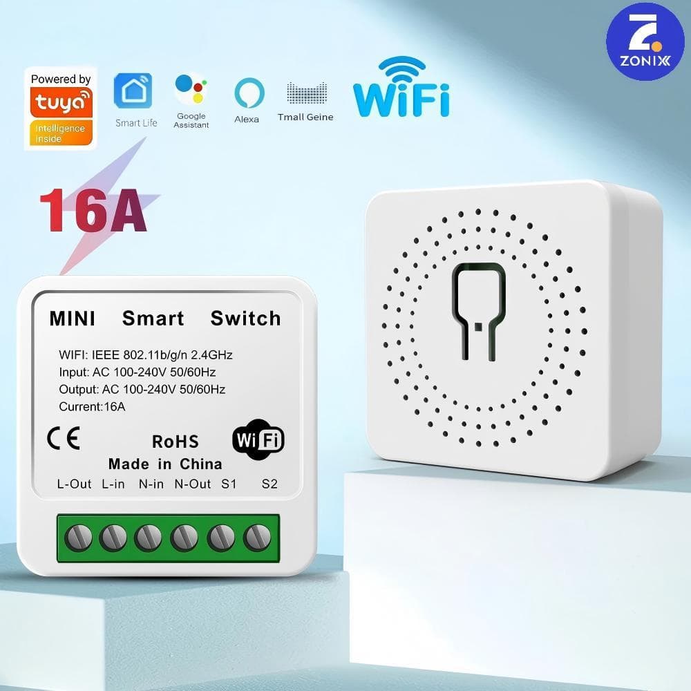 Interruptor inteligente WIFI mini 16A suporte controle por voz Alexa Google Home-Zonix
