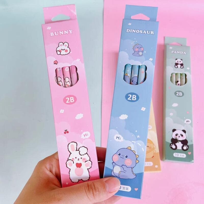10 Unidades/Conjunto Dopamina Lápis De Madeira Fofos De Desenho Animado Com Borracha Top Panda Bunny Orange Design Escol