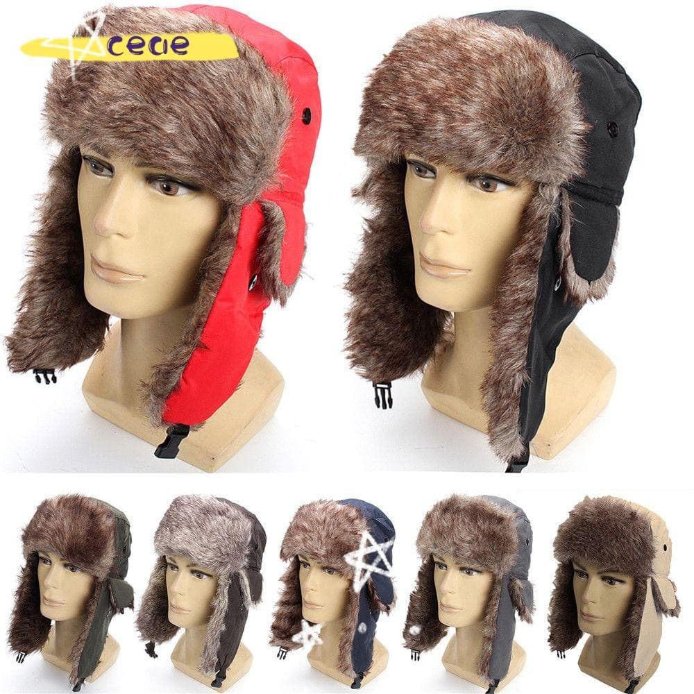 CEAE Russo Ushanka Gorro de Inverno com Aba para Orelhas e Forro de Pelo para Atividades ao Ar Livre UVZS