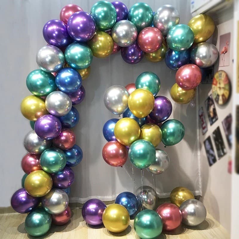 25 Unidades Balão Bexiga Metalizado Cromado Número 5 Polegadas Para Festas e Comemorações