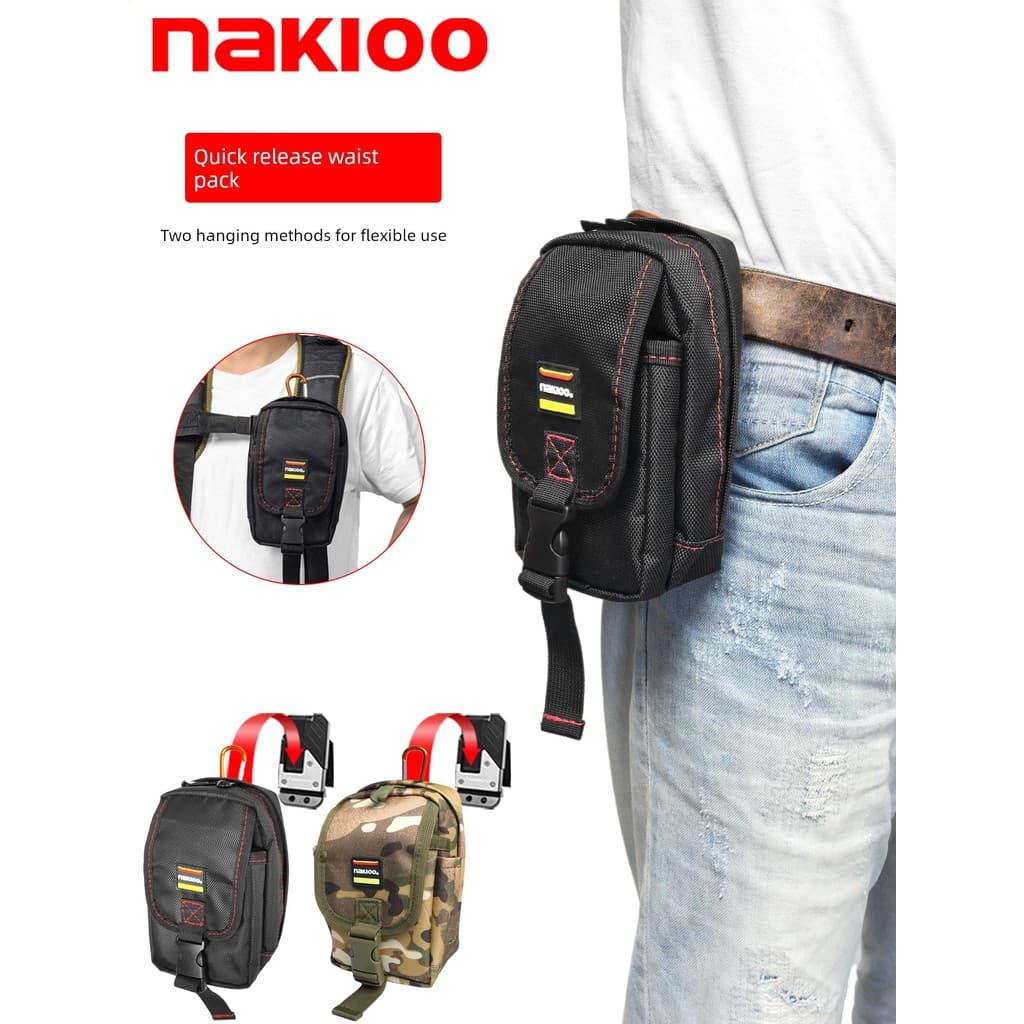 Nakioo multifuncional ao ar livre saco de cintura de suspensão rápida saco do telefone móvel saco de cintura de liberaçã