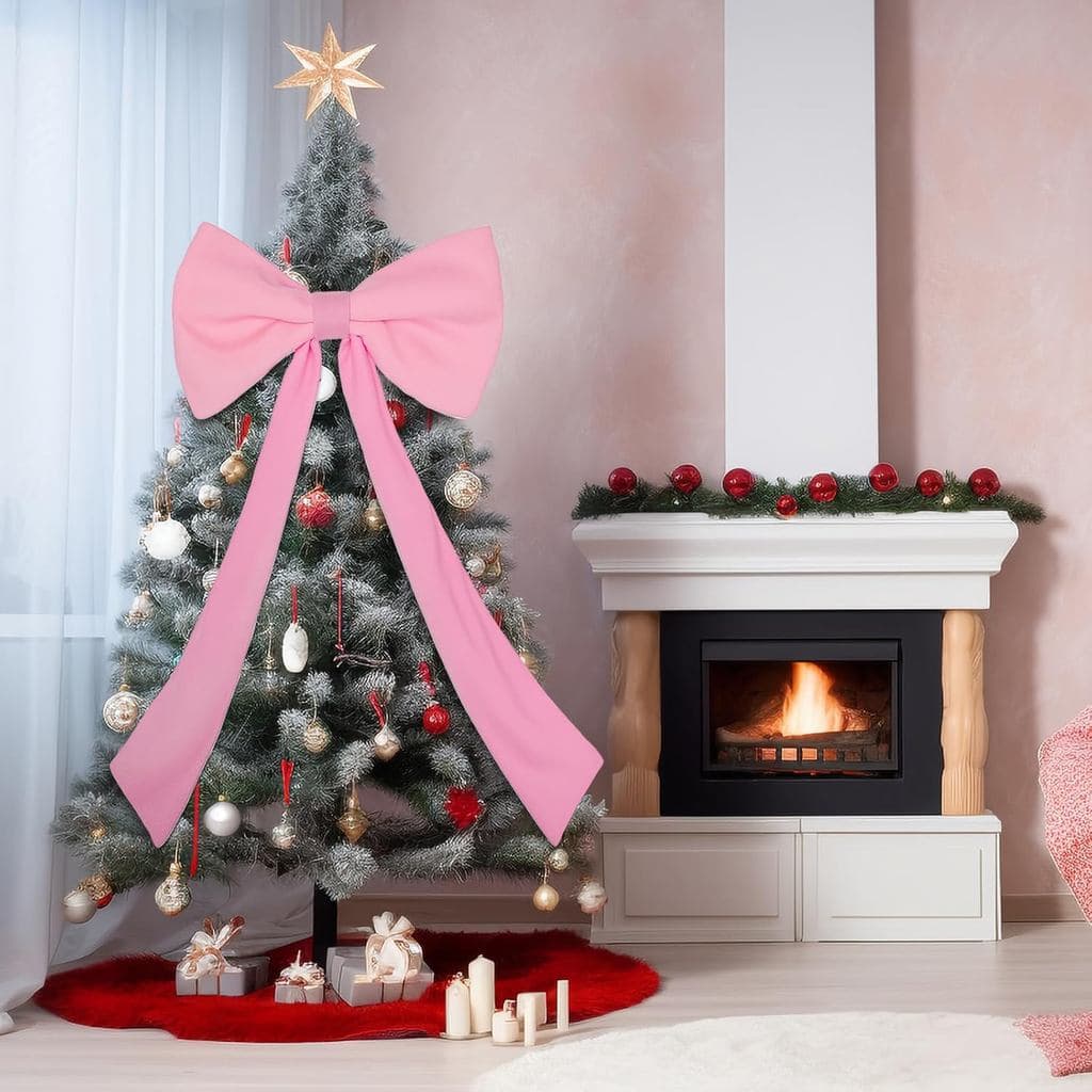 Laço Coquette Rosa de Veludo Grande para Decorações de Aniversário, Laço Rosa Gigante para Decoração de Parede de Quarto