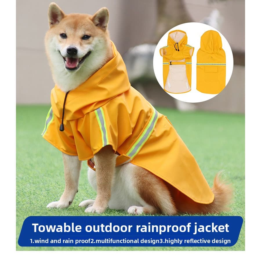 Capa De Chuva Para Animais De Estimação Com Capuz , Poncho Grande Cachorro , Reflexiva À Prova D'água , Indispensável Di