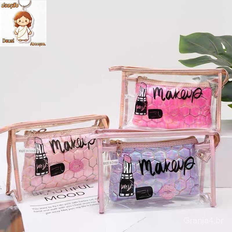 KIT 2/Bolsa de maquiagem com estampa de futebol na moda Bolsa organizadora