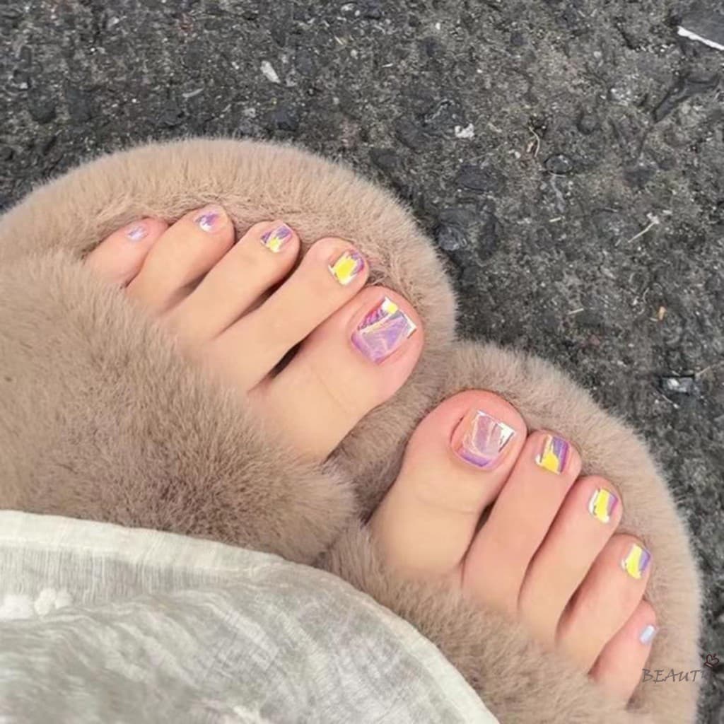 Aurora Square Press On Toenails-Unhas De Borda Lisa Para Beleza De Manicure