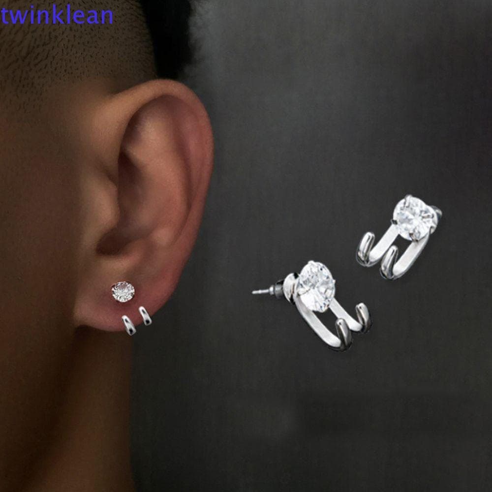 TWINKLEAN Brincos Coreanos Personalidade Minoria Mulheres Placa De Prata Festa Punk Acessórios Masculinos