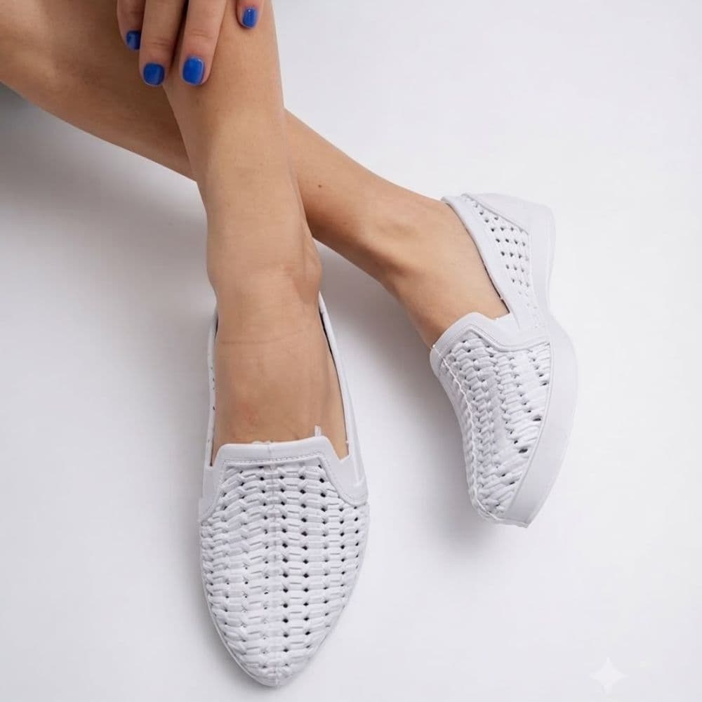 Sapatilha Feminina Detalhes Trançada Macia Leve Casual