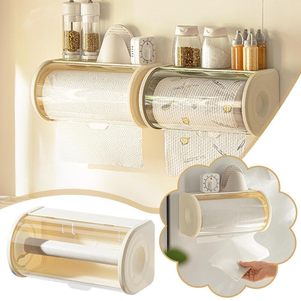 Suporte De Toalha De Papel Coberto De Cozinha , Economizador De Espaço , Transparente Fechado M9z4