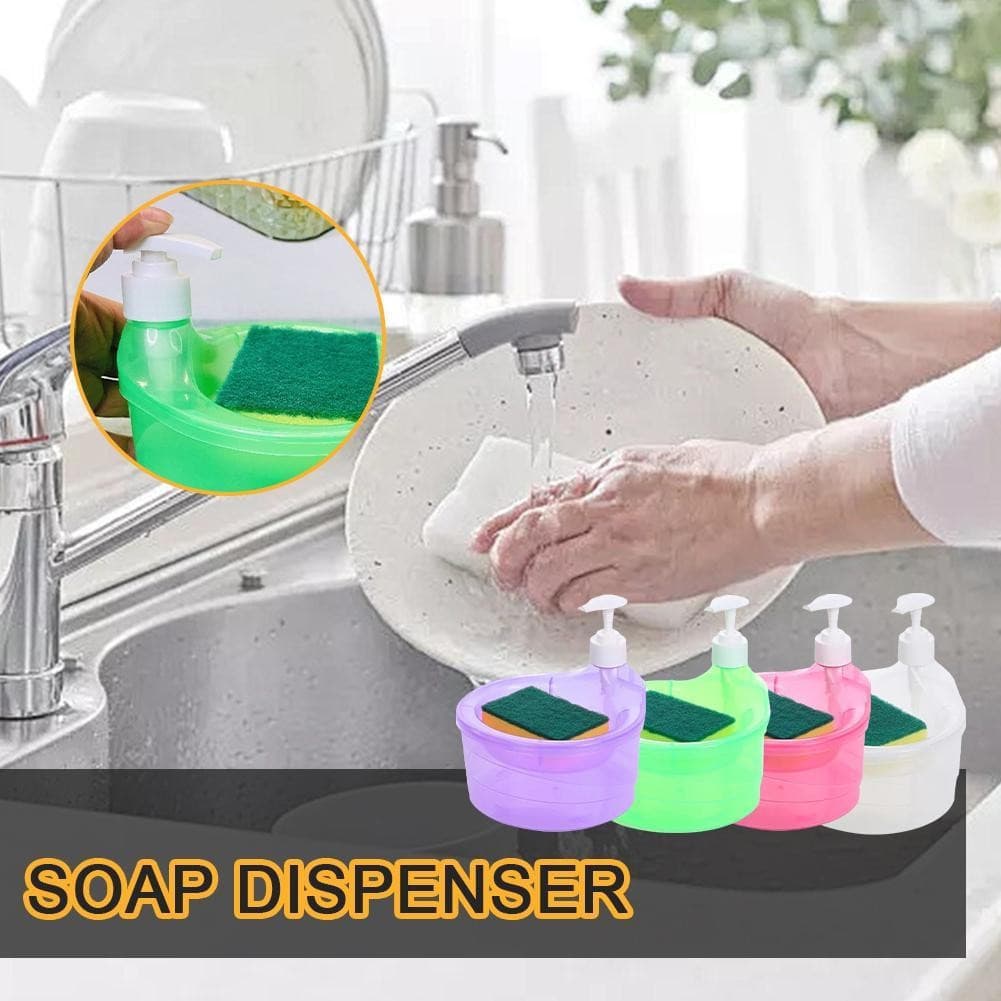 Dispensador De Sabão Com Esponja , Cozinha Criativa , Líquido Para Lavar Louça , Bomba , Recipiente J8z5