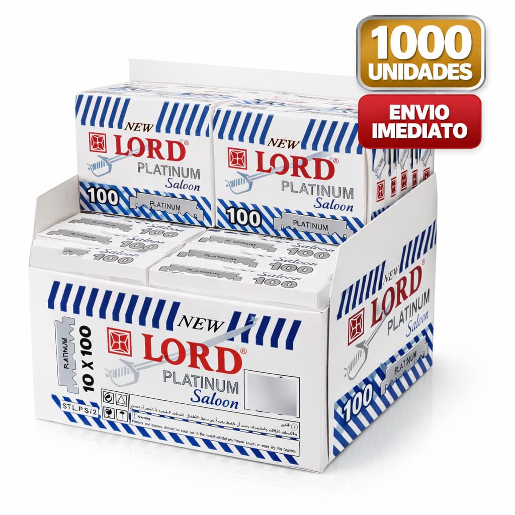 Kit 1000 Meia Lâminas Barbear Inox Lord Platinum Original unico
