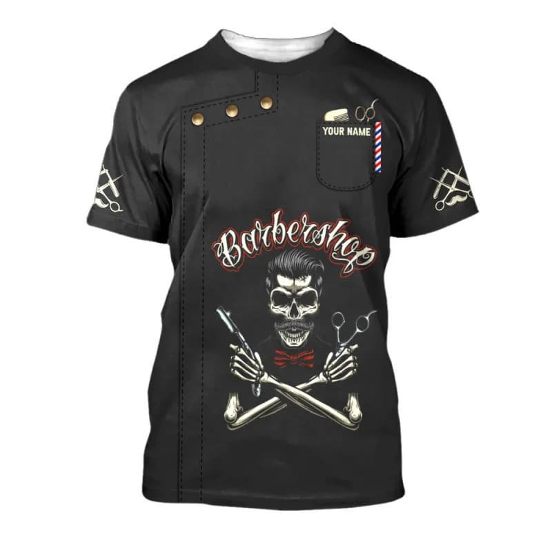 Camiseta masculina de dramatização de barbeiro