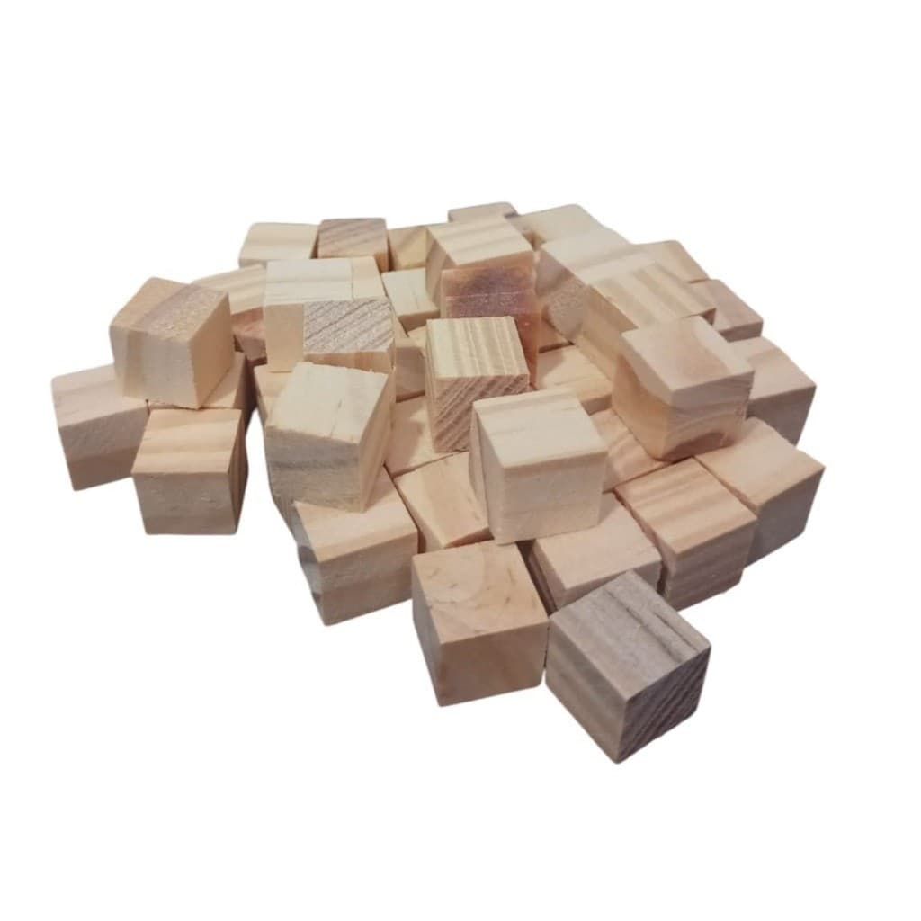 Cubos de Madeira Pinus 1,5cm Lixados - Kit com 100 Unidades