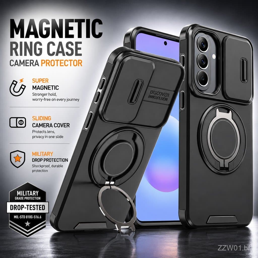 Capa Magnética à Prova de Choque Militar para Samsung A37 A57 A36 A56 A55 A35 A54 A26 A25 A23 A15 Compatível com MagSafe