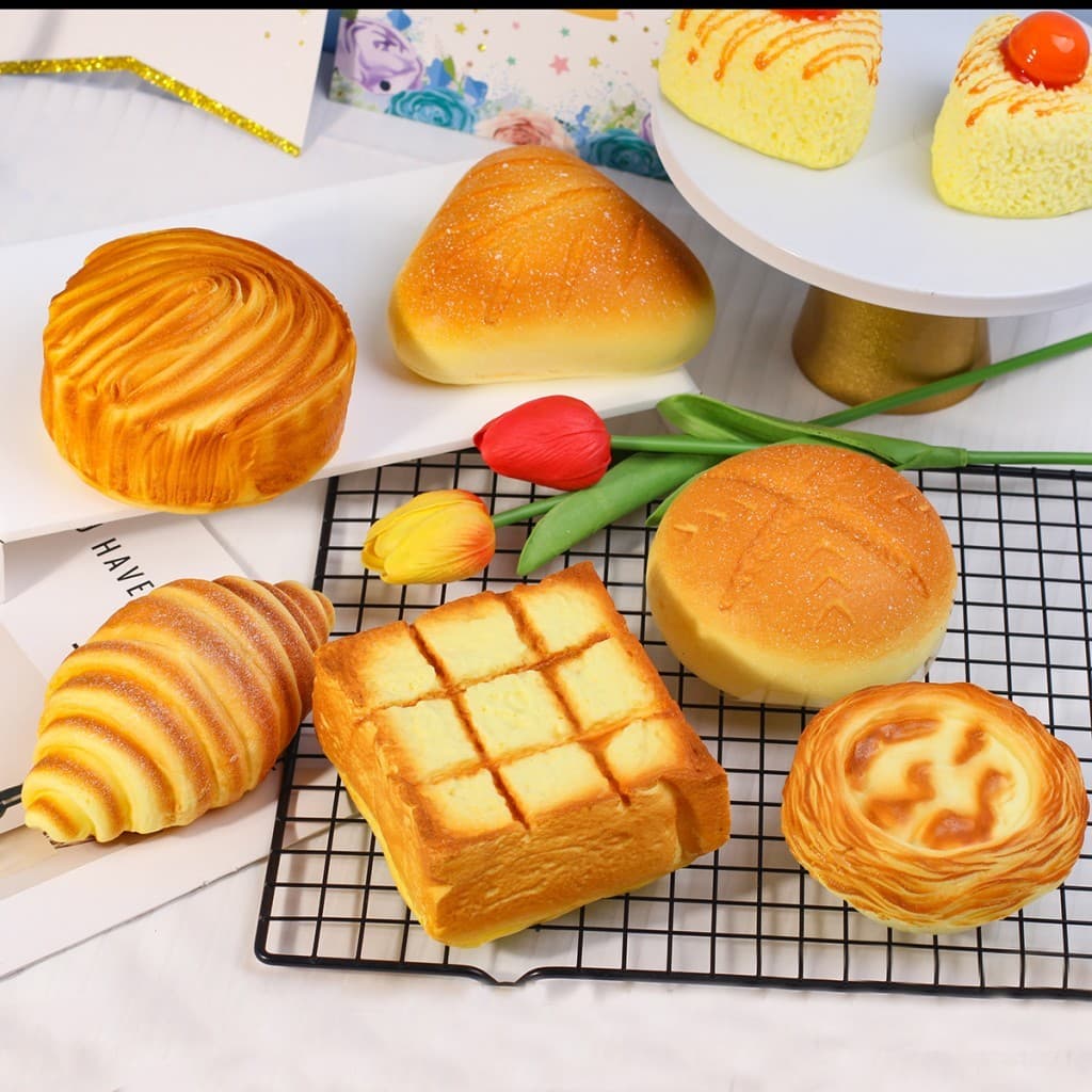Pão De Simulação De Material PU Macio-Adereços De Massa Frita De Recuperação Lenta Para Alívio Do Estresse