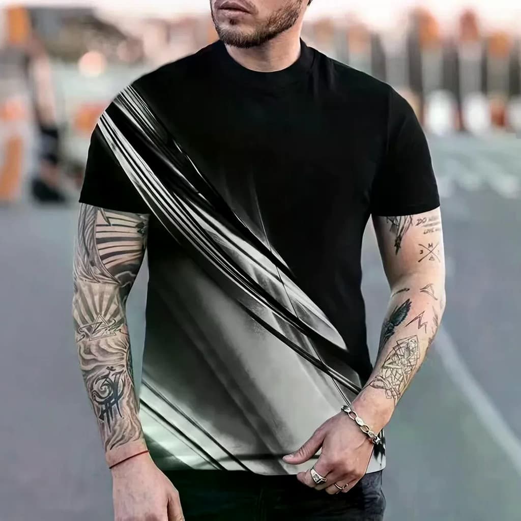 Camiseta Masculina Estampada De Verão , Gola Redonda , Esportiva , Casual , Secagem Rápida , Manga Curta , Tamanho Confo