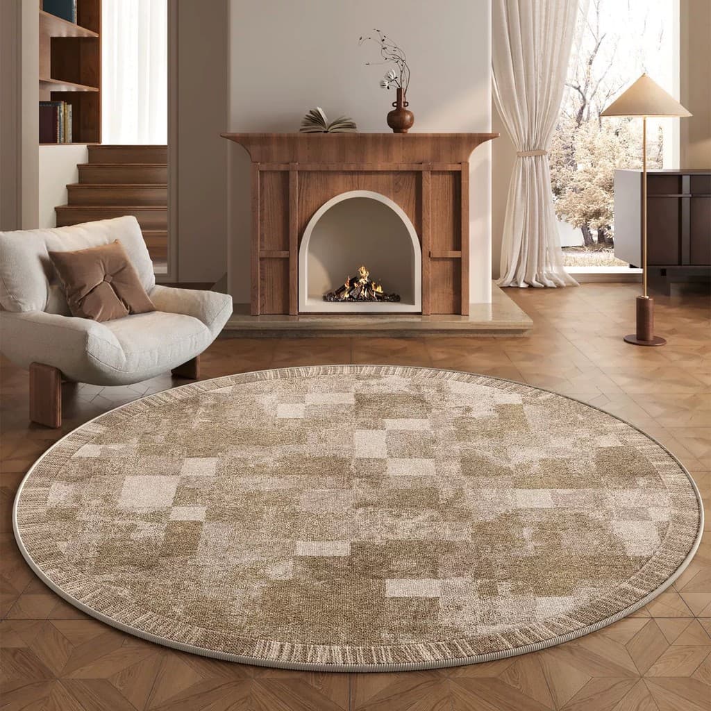 Tapete de pelo boucle para sala de estar, tapete de veludo cristal de grande área com cobertura total, tapete redondo vi
