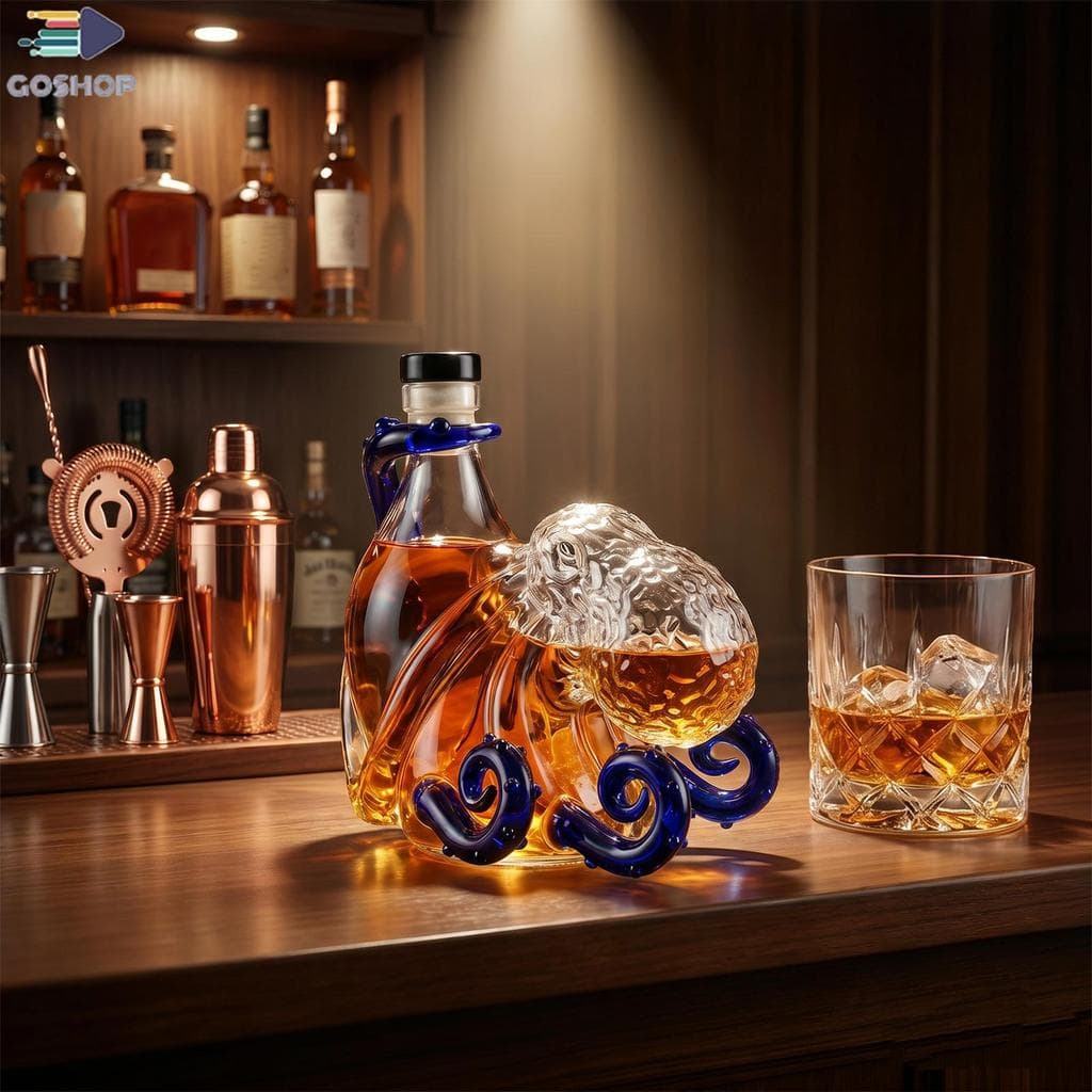 Decantador De Vidro Tentáculo De Mar Profundo 3D Garrafa De Licor Com Alto Teor De Borosilicato Para Coleção De Utensíli