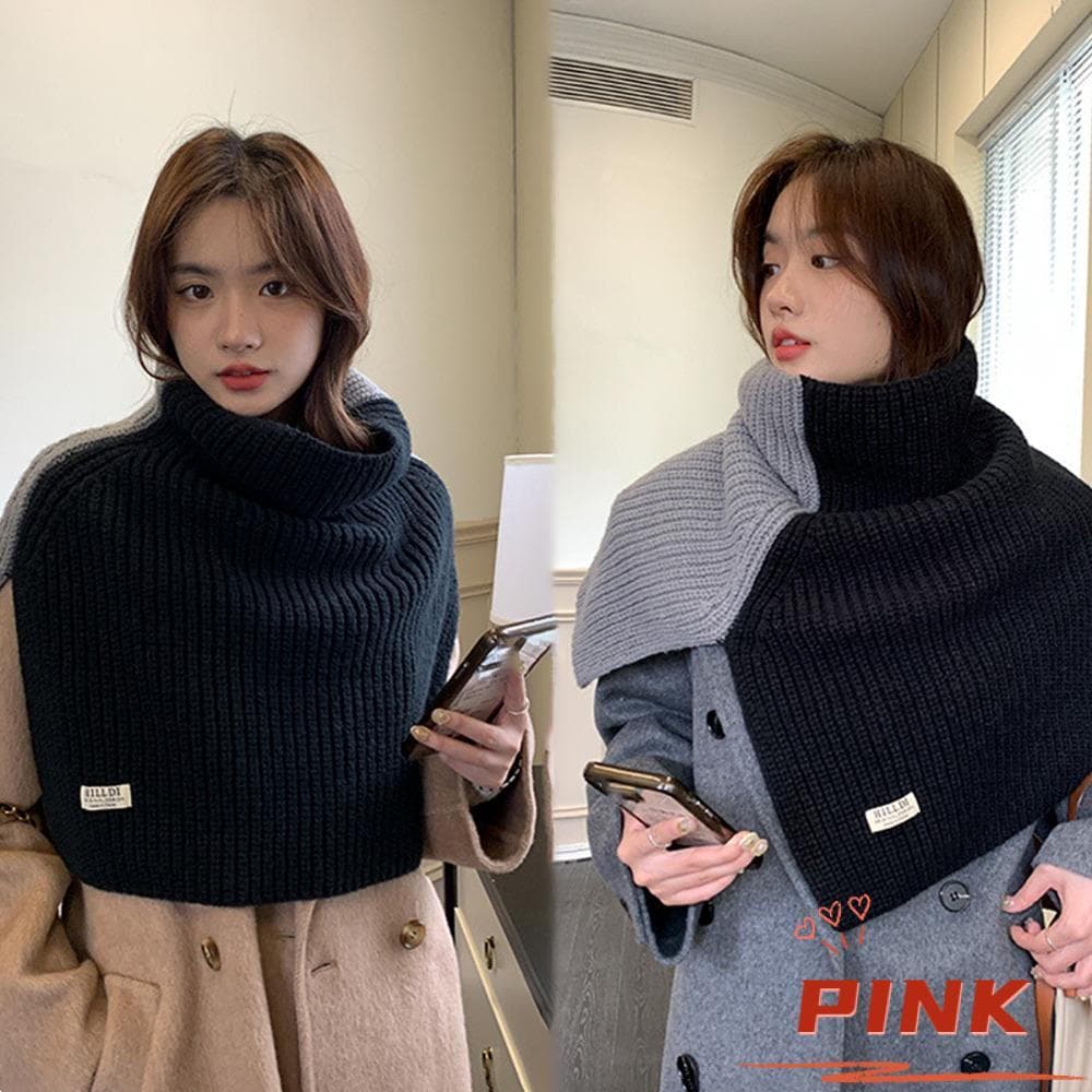 PINK1 Lenço De Malha , Cruzado Com Gola Grossa , Lenços De Lã Divididos Quentes Alta Da Moda