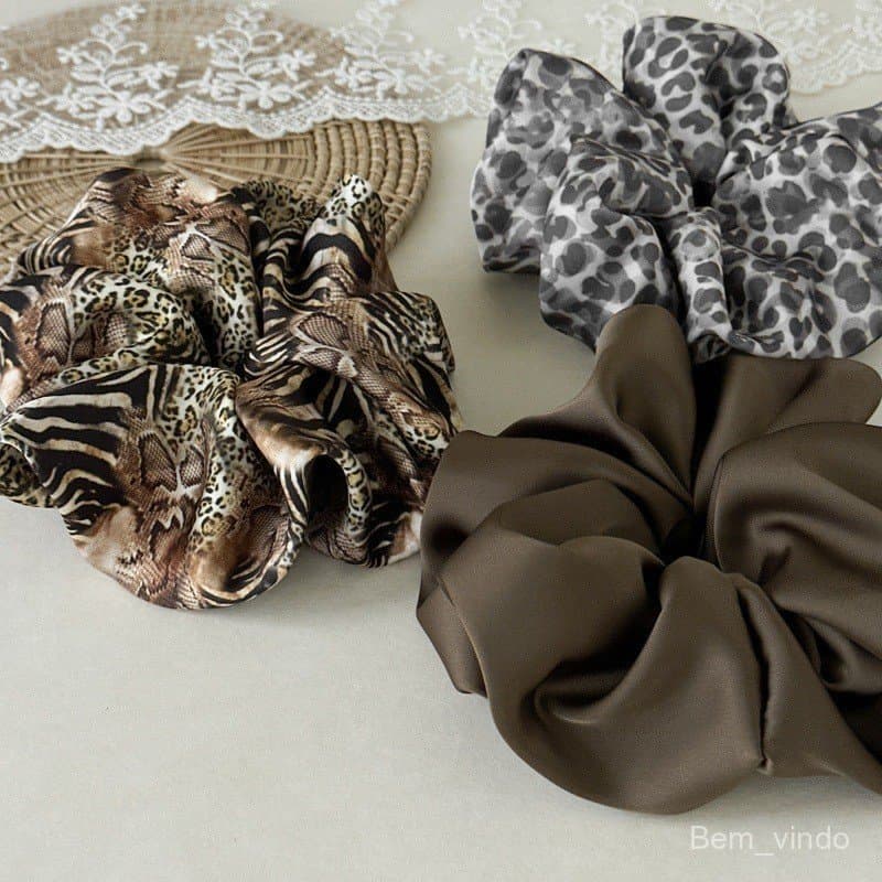 Elástico de cabelo com estampa de leopardo para rabos de cavalo franceses, elástico grande de alta elasticidade, novo ac