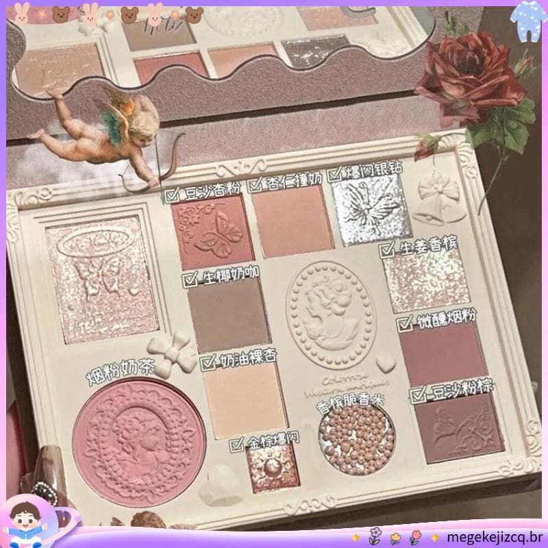 12 cores livro de renda paleta de sombra Blush contorno destaque tudo-em-um paleta de maquiagem terra leite chá cor deit