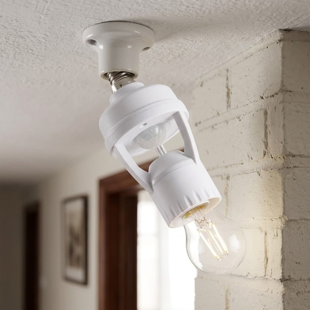 Sensor de Presença Para Lampada Soquete E27 Lente 360 Graus Bivolt Automatico Ajuste Fotocelula Inteligente