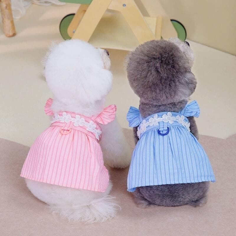 Verão Listrado Vestido De Princesa Roupas Para Cães De Estimação Doce Animais Bonito Filhote De Cachorro Gato Saia Fina