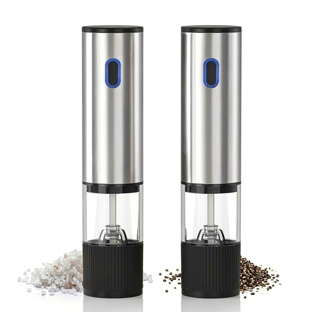 Kit 2 Moedores de Sal Grosso e Pimenta do Reino Elétrico Recarregável USB Automático Premium