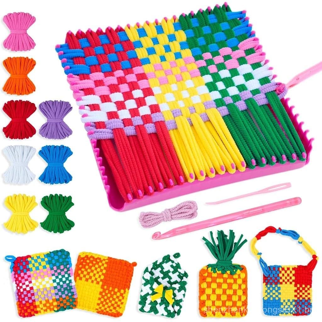 Kit de Tear de Tecelagem PREBOX para Crianças e Adultos, Laços para Porta-Potes, Artesanato para Meninas de 6 a 12 Anos,