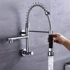 Torneira de Cozinha em Aço Inox com Chuveirinho Bico Giratório Jato Extensor para Pia