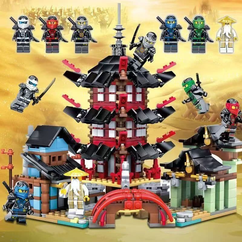 Fantasma Ninja templo brinquedos infantis presentes de aniversário pequenos blocos de construção de partículas
