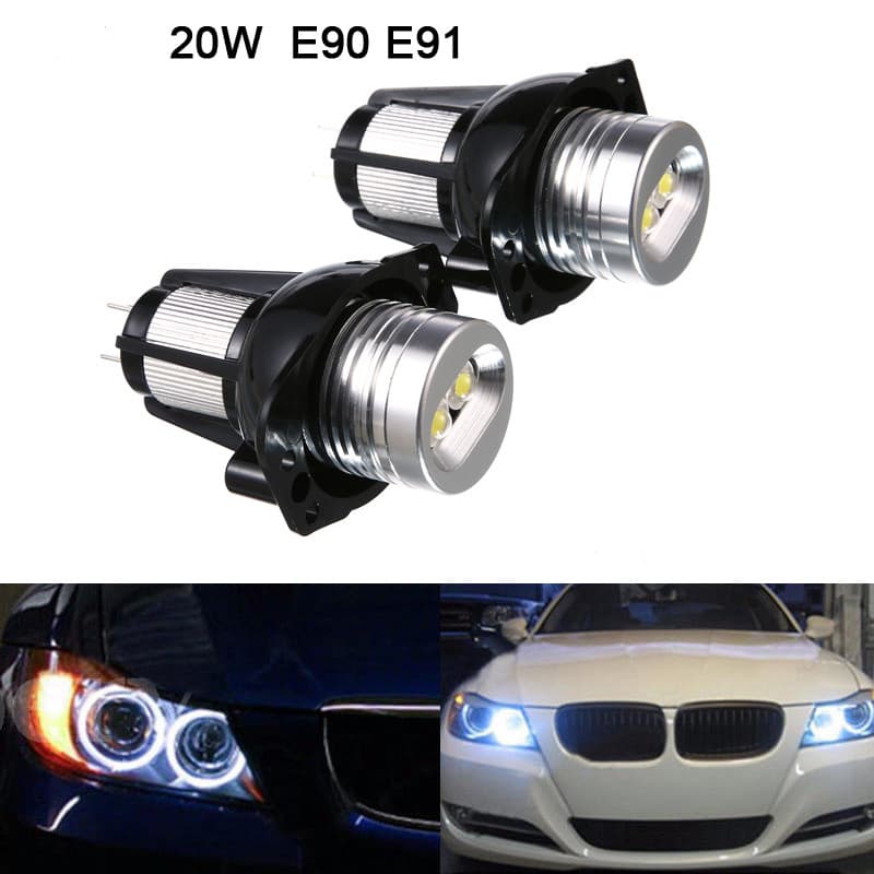 2 Peças 20W/5W 1200LM/1000LM LED Luz Marcadora De Anel De Olho De Anjo , 6000K Branco , IP65 , Para Veículo Europeu E90/