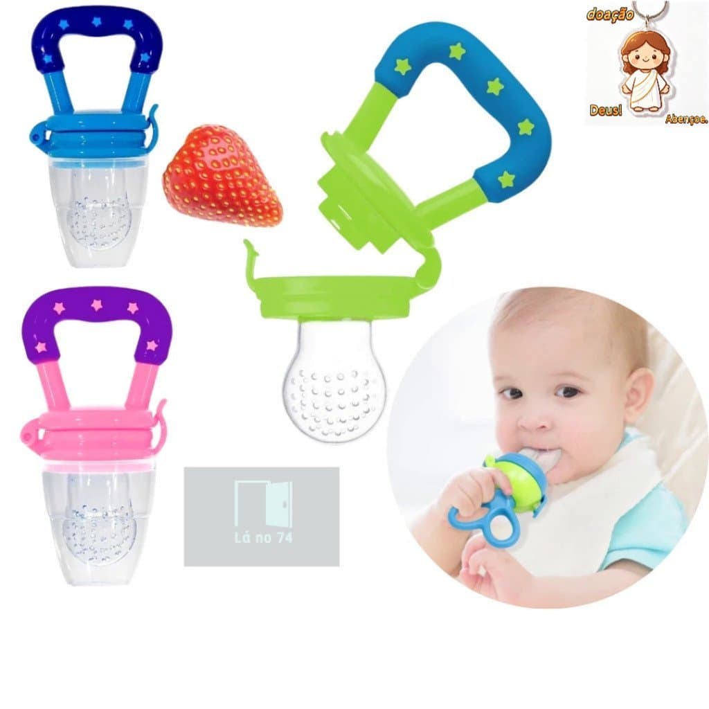 Chupeta Alimentadora Bebe Experimentar Frutas Com Tampa Higiênica E Bico De Mamadeira Macio