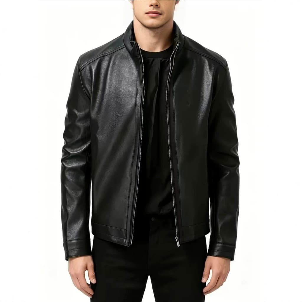 Homens outono inverno jaqueta de couro fino-ajuste motocicleta jaqueta masculina gola jaqueta de couro do plutônio