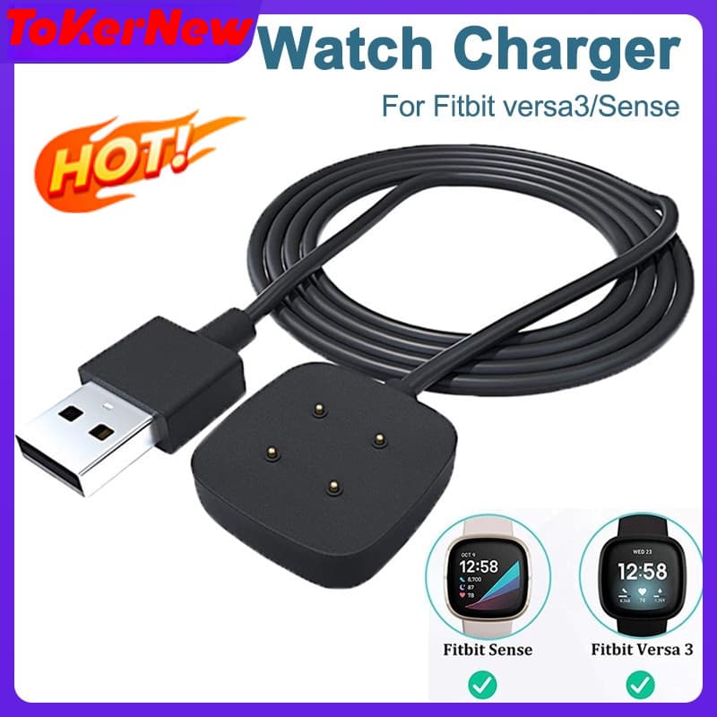 Charger Cable Compatible With Smart Watch Fitbit Sense/ Versa 3, Replacement USB Charging Cradle Dock Stand Cable