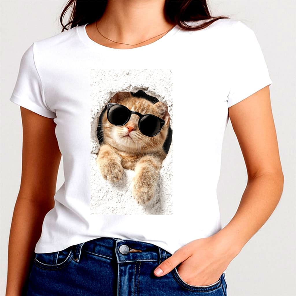 Camisa Gatinho Fofo Baby Look Blusa Variados Variados 01G4