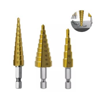 Broca Escalonada 3 Peças Hss Step Drill Bit Set Cone Hole