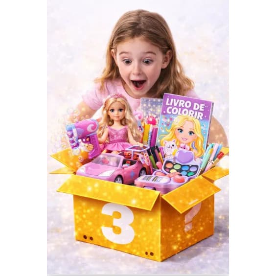 Kit 5 Brinquedos Menina Infantil Boneca Maquiagem Slime Livro Colorir Variados