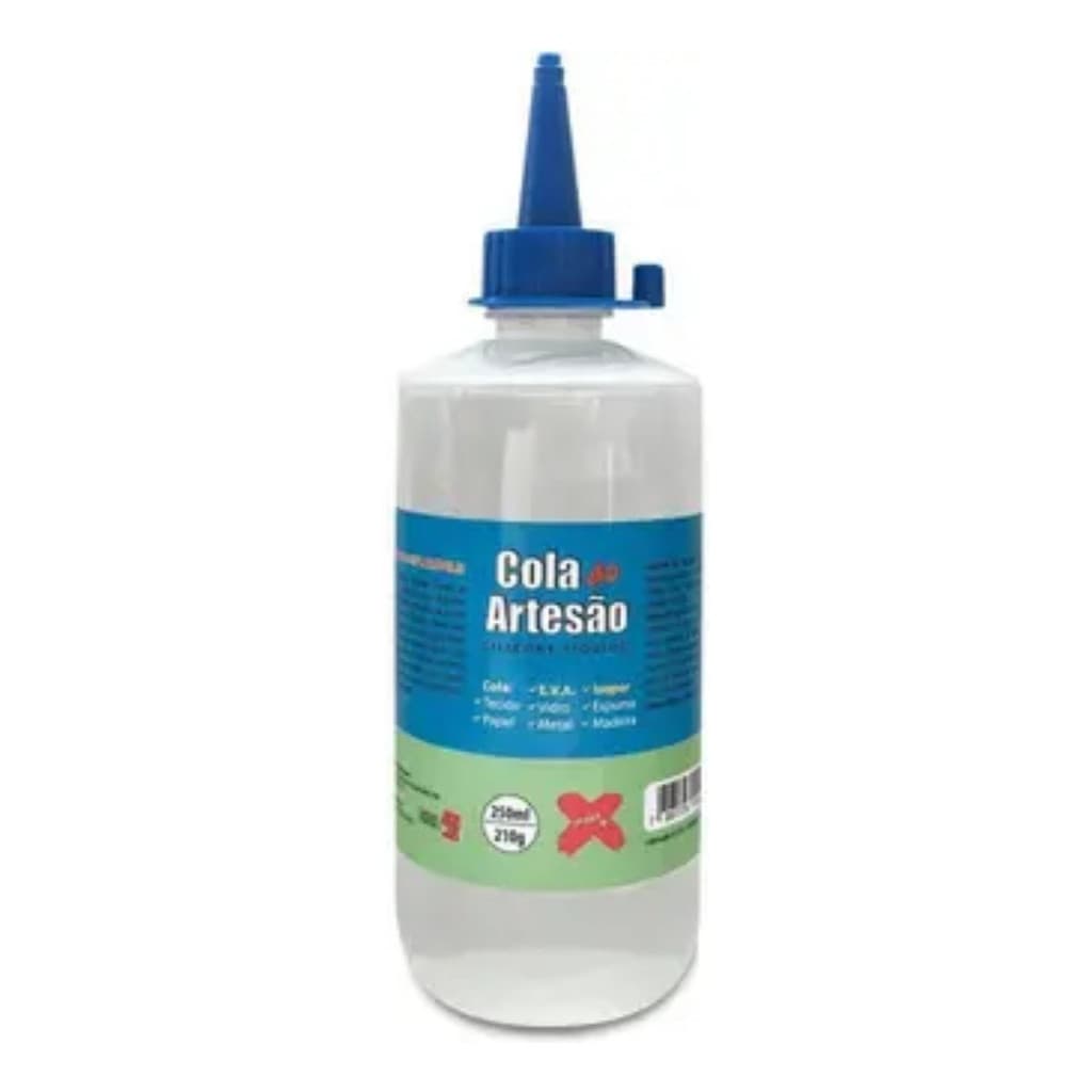 Cola Artesão Silicone 250ML Papel Eva Material Escolar Artesanato Profissional