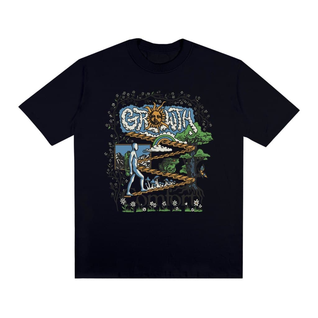Camiseta Streetwear Unissex Algodão Estampada Growth Comfort Camisa Masculina Manga Curta Casual Premium