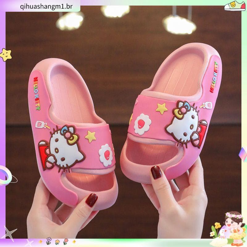 Sanrio chinelos verão meninas kuromi interior antiderrapante sola macia anti-colisão kuromi dos desenhos animados pai