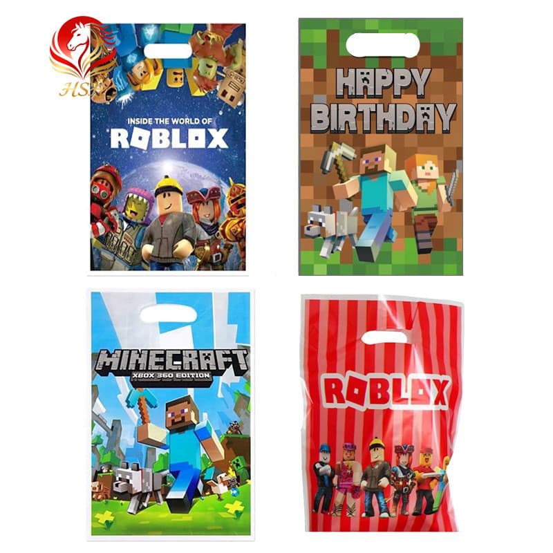 30PCS Sacolas de Presente com Cordão para Decoração de Festa do Jogo Roblox Minecraft BYPN 8741 6941