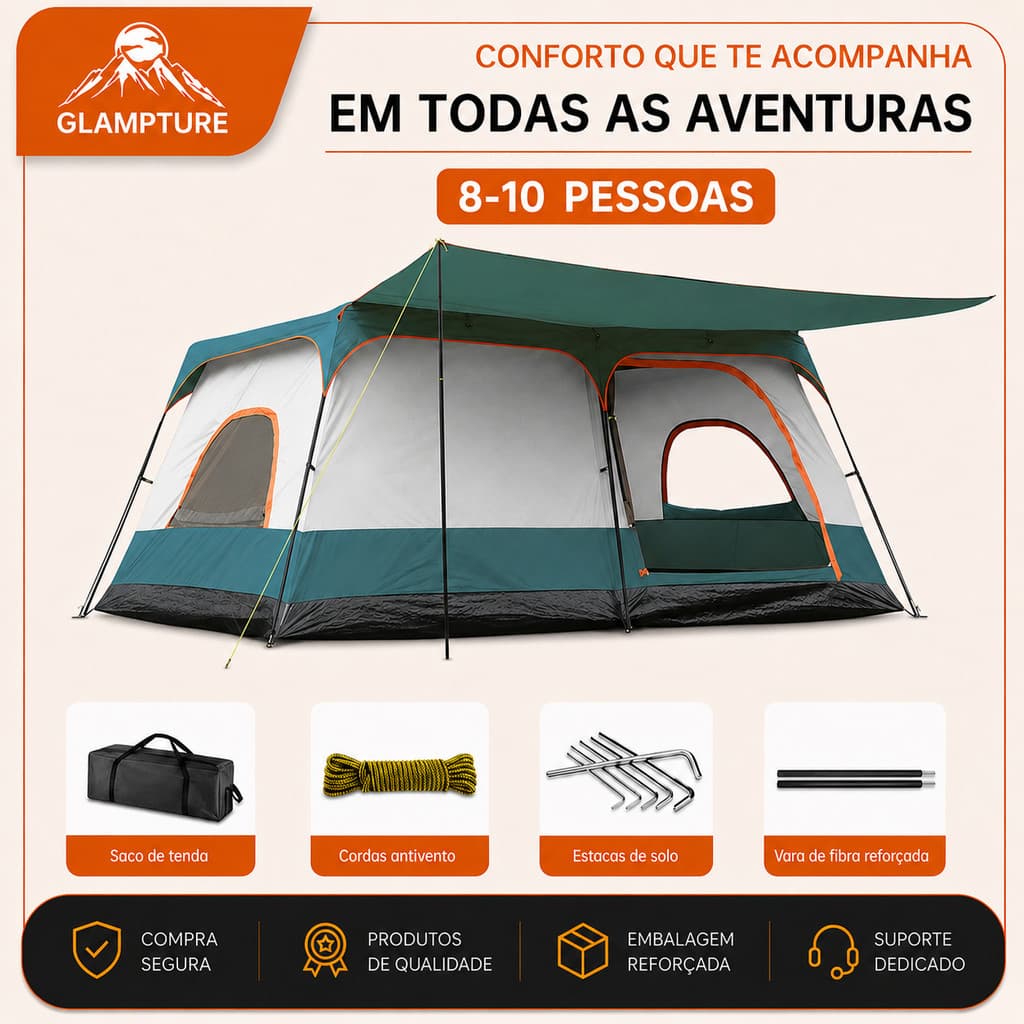 8-10 Pessoas Barraca Camping Acampamento 420*305*200cm Impermeavel 2000mm